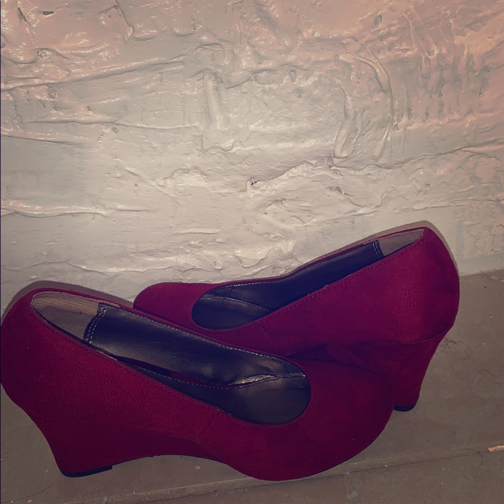 Wine Colored Wedges Heels